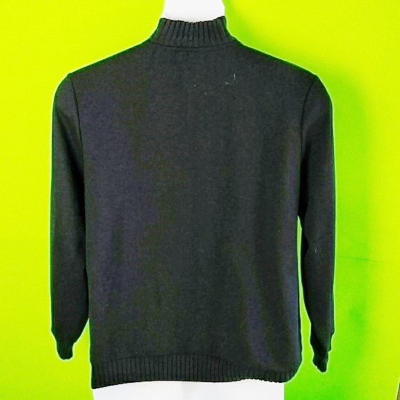 Brass toned zipper navy sweater by Drapers.  L. - Picture 4 of 8